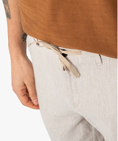 pantalon homme en lin et coton avec taille ajustable beige pantalonsF835901_2