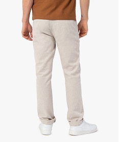 pantalon homme en lin et coton avec taille ajustable beige pantalons de costumeF835901_3