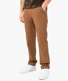 pantalon homme en lin et coton avec taille ajustable brun pantalons de costumeF836001_1