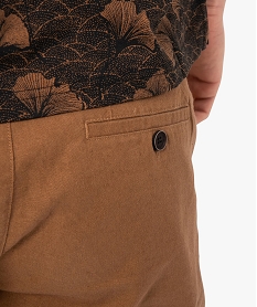 pantalon homme en lin et coton avec taille ajustable brun pantalonsF836001_2