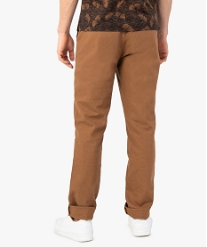 pantalon homme en lin et coton avec taille ajustable brun pantalonsF836001_3