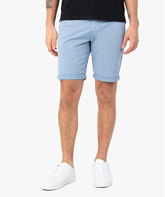 GEMO Bermuda homme en coton extensible Bleu