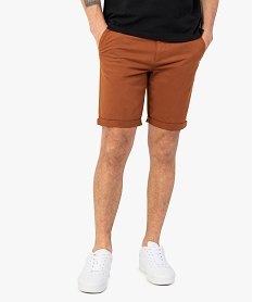 GEMO Bermuda homme en coton extensible Brun