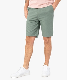 GEMO Bermuda homme en lin et coton Vert