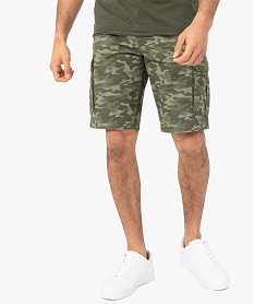 GEMO Bermuda homme à motif camouflage Vert