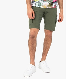 GEMO Bermuda homme multipoches en coton Vert