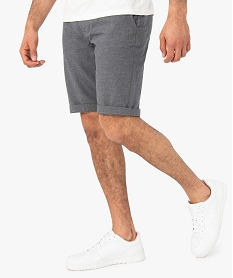 GEMO Bermuda homme en toile de coton extensible Gris