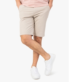 GEMO Bermuda homme en toile de coton extensible Beige