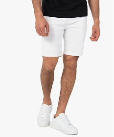 bermuda homme en coton extensible aspect jean blancF838101_1
