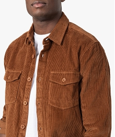 surchemise homme en velours cotele brun chemise manches longuesF839001_2