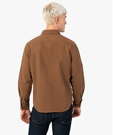 surchemise homme en lin et coton avec poches poitrine brun chemise manches longuesF839301_3