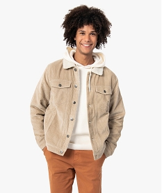 blouson homme en velours avec doublure sherpa beige manteaux et blousonsF839701_1