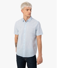 GEMO Chemise homme à manches courtes en coton lavé Bleu