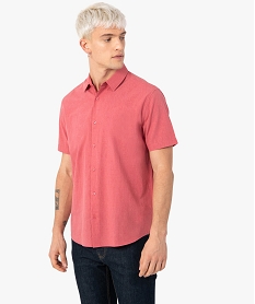 GEMO Chemise homme à manches courtes en coton lavé Rose