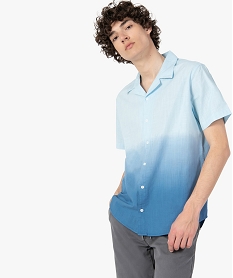 chemise homme a manches courtes effet tie and dye bleuF840901_1