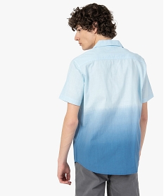 chemise homme a manches courtes effet tie and dye bleu chemise manches courtesF840901_3