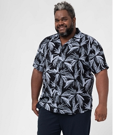 GEMO Chemise homme grande taille à manches courtes imprimée Noir