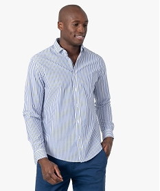 GEMO Chemise homme à rayures - Coupe Regular Blanc