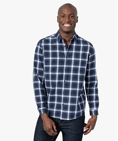 GEMO Chemise homme à carreaux - Coupe Regular Bleu