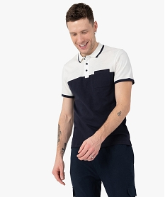 GEMO Polo homme bicolore à manches courtes Blanc