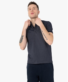 GEMO Polo homme à manches courtes à micro-motifs Bleu