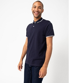 GEMO Polo à manches courtes et finitions fantaisie homme violet chine