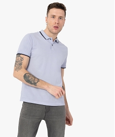 GEMO Polo à manches courtes et finitions fantaisie homme Bleu