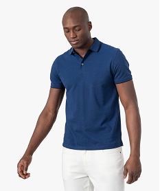 polo homme a manches courtes en maille piquee bleuF846601_1