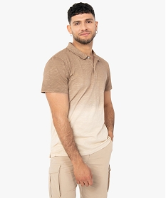 GEMO Polo homme à manches courtes effet tie and dye Beige