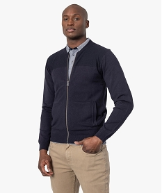 GEMO Gilet homme à col rond avec fermeture zippée bleu standard