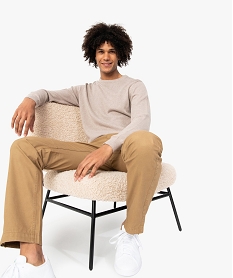 GEMO Pull à col rond en coton homme Brun