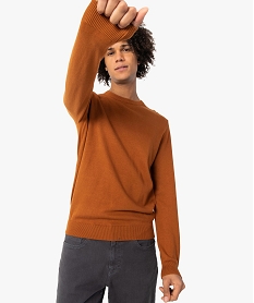 GEMO Pull à col rond en coton homme orange chine