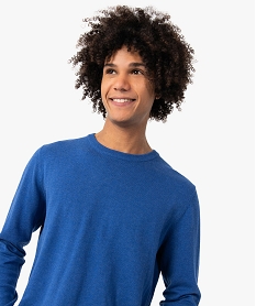 GEMO Pull à col rond en coton homme bleu standard