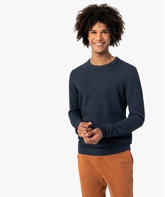 GEMO Pull homme en maille texturée bleu chine