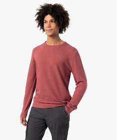 GEMO Pull homme en maille texturée rose standard