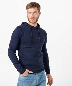 GEMO Pull homme à capuche façon sweat Bleu