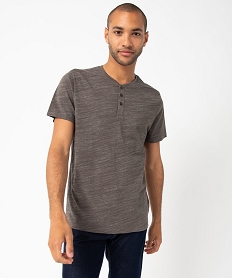 GEMO Tee-shirt à manches courtes et col tunisien homme Gris