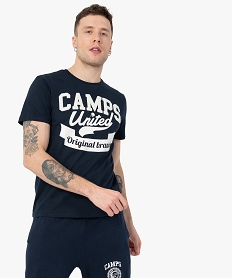 GEMO Tee-shirt homme à manches courtes avec inscription – Camps United bleu standard