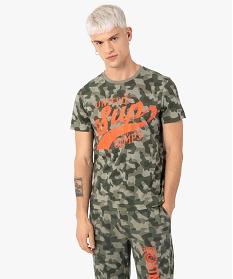 GEMO Tee-shirt homme imprimé camouflage – Camps United Vert