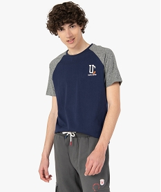 GEMO Tee-shirt homme à manches courtes contrastantes – Camps United violet chine