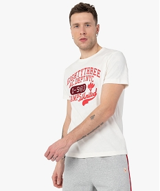 GEMO Tee-shirt homme avec motif en maille bouclette  – Camps United Beige