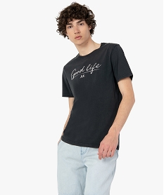 GEMO Tee-shirt homme à manches courtes avec message positif Noir