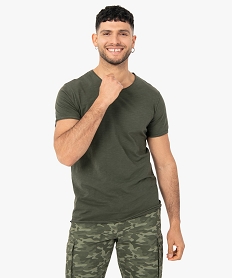 GEMO Tee-shirt homme à manches courtes et col V Vert