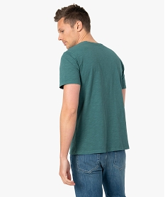 tee-shirt homme col tunisien a manches courtes au coloris unique vertF857001_3