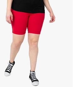 bermuda femme grande taille en toile extensible coupe ajustee rouge pantacourts et shortsF858601_1