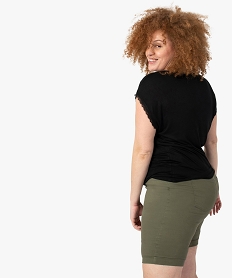 GEMO Bermuda femme grande taille en toile extensible coupe ajustée Vert