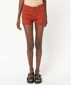 short femme facon denim avec revers cousus orange shortsF858901_1