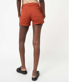 short femme facon denim avec revers cousus orange shortsF858901_3