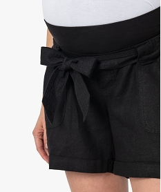 short de grossesse en lin avec ceinture stretch noirF859401_2