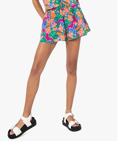 GEMO Short femme imprimé avec taille smockée Imprimé